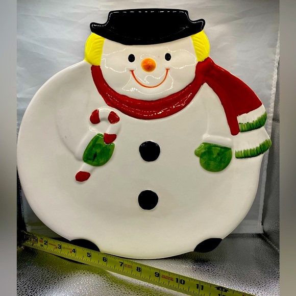 “Snowman” 14” Ceramic Platter - Vintage - Picture 3 of 9
